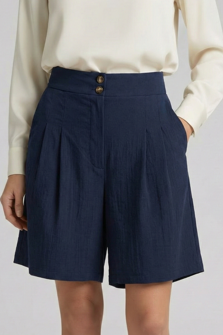 Jessica | Högmidjade Plisserade Skräddarsydda Shorts För Dam