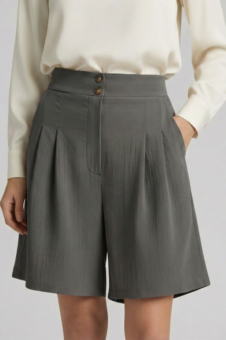 Jessica | Högmidjade Plisserade Skräddarsydda Shorts För Dam