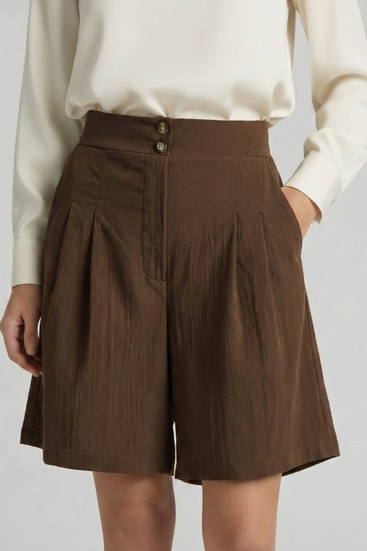 Jessica | Högmidjade Plisserade Skräddarsydda Shorts För Dam