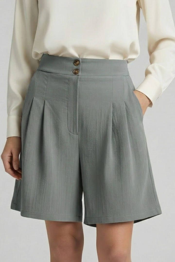 Jessica | Högmidjade Plisserade Skräddarsydda Shorts För Dam
