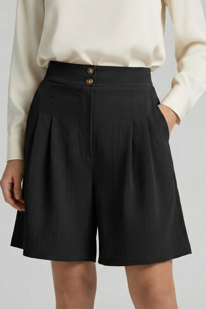 Jessica | Högmidjade Plisserade Skräddarsydda Shorts För Dam