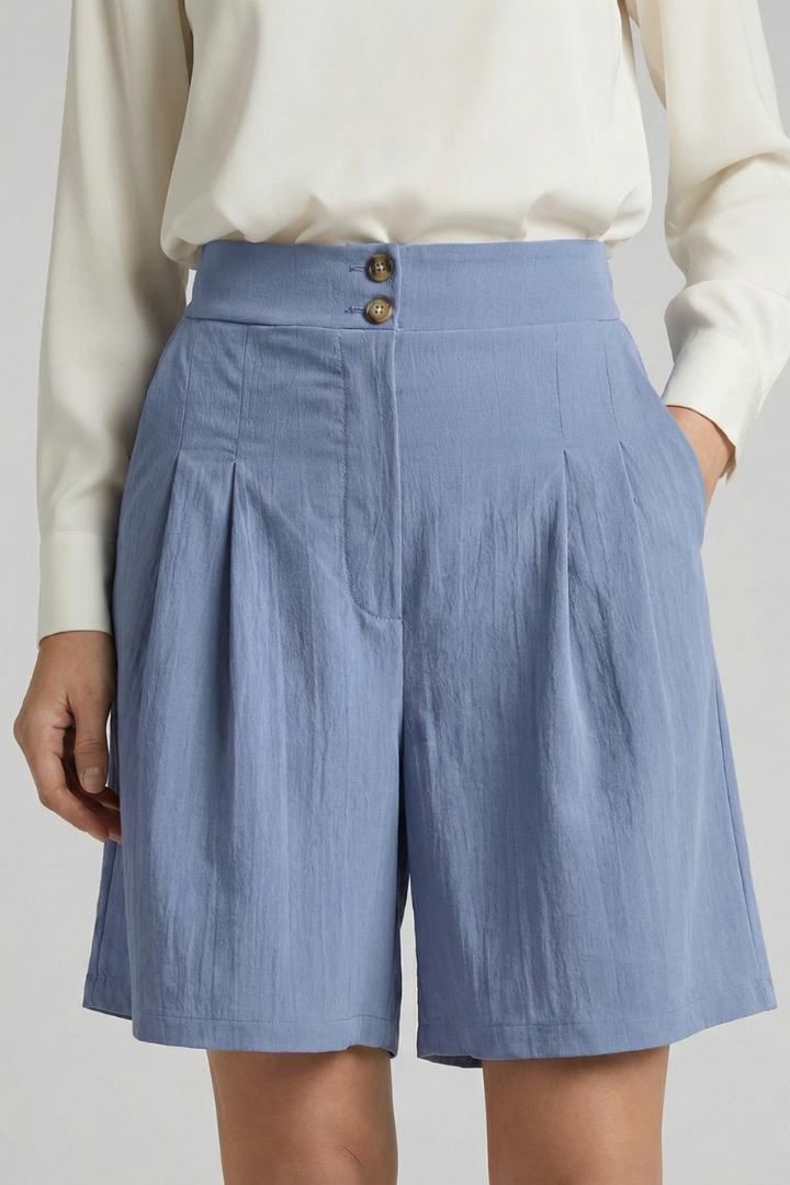 Jessica | Högmidjade Plisserade Skräddarsydda Shorts För Dam