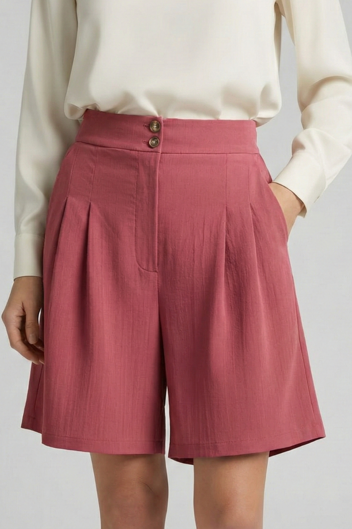 Jessica | Högmidjade Plisserade Skräddarsydda Shorts För Dam