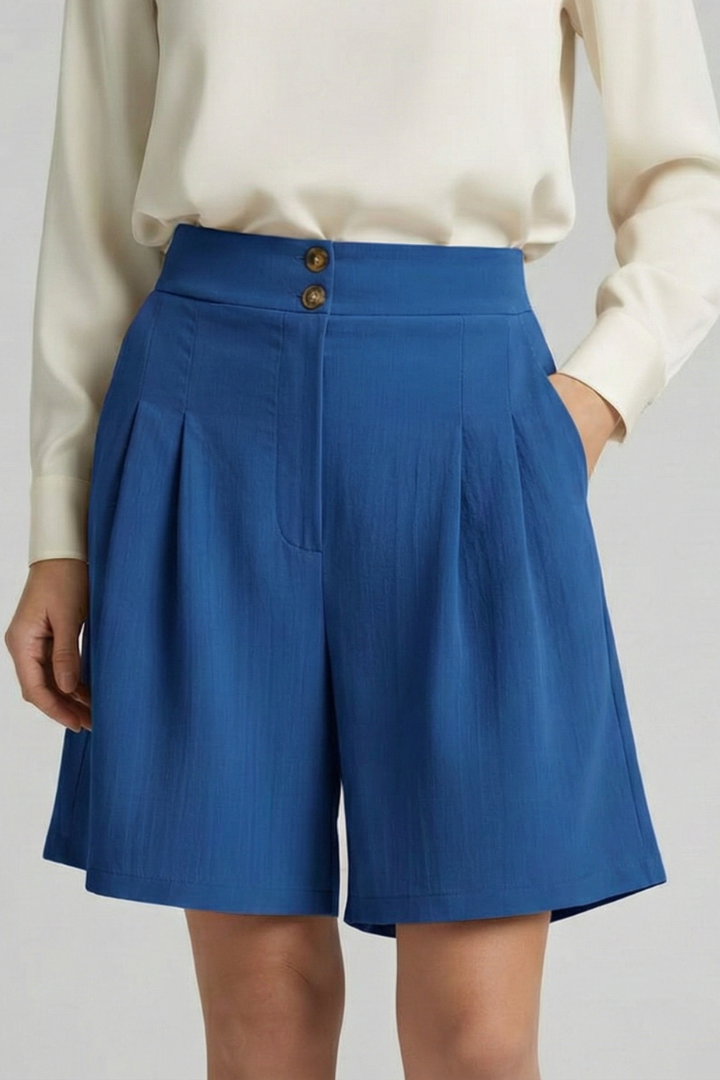 Jessica | Högmidjade Plisserade Skräddarsydda Shorts För Dam