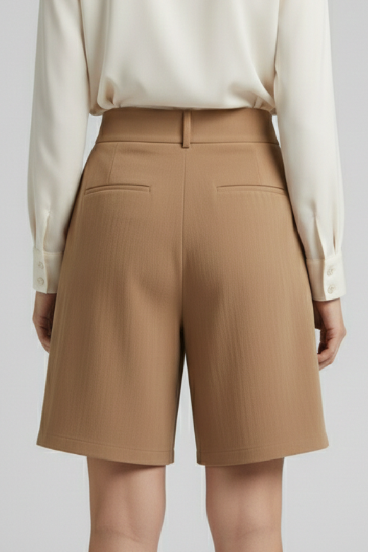 Jessica | Högmidjade Plisserade Skräddarsydda Shorts För Dam
