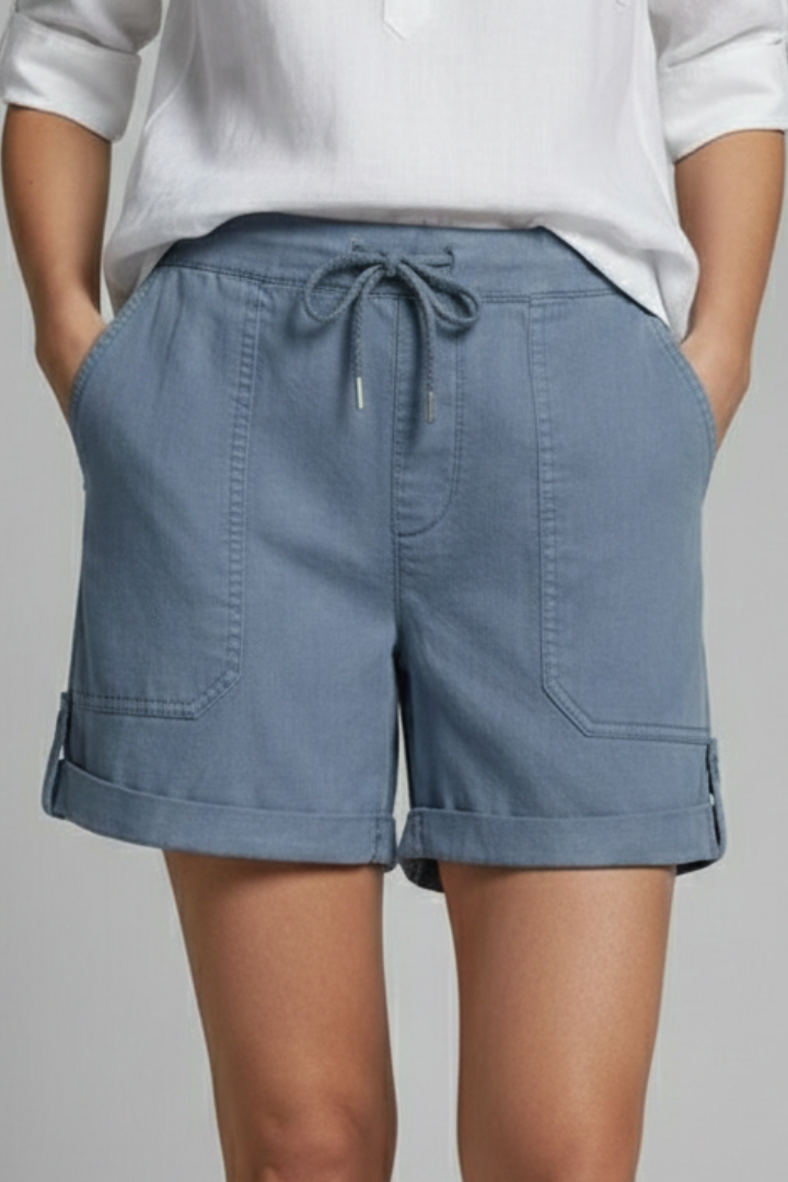 Jasmine | Damens Casual Shorts med Dragsko och Fickor