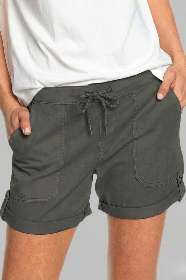 Jasmine | Damens Casual Shorts med Dragsko och Fickor