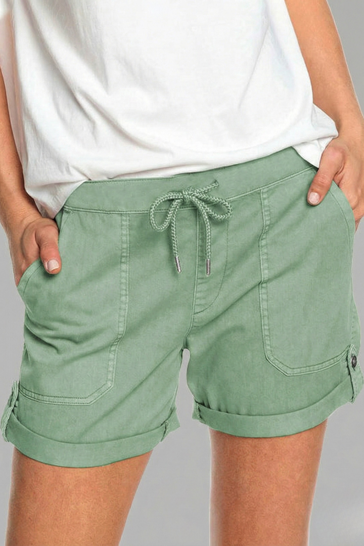 Jasmine | Damens Casual Shorts med Dragsko och Fickor
