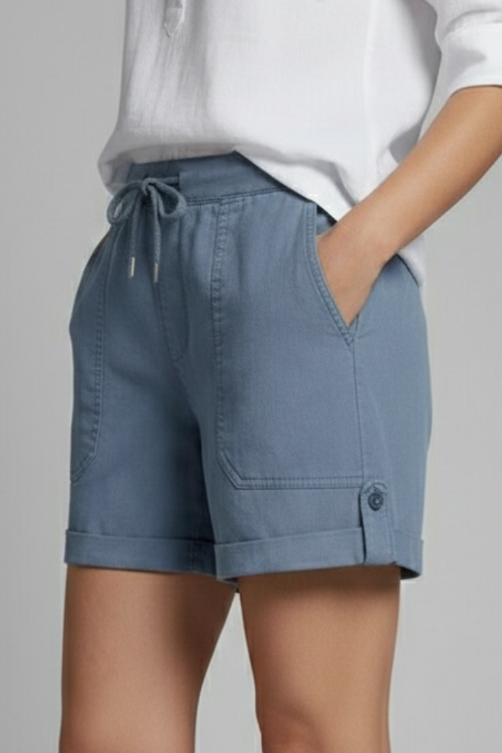 Jasmine | Damens Casual Shorts med Dragsko och Fickor