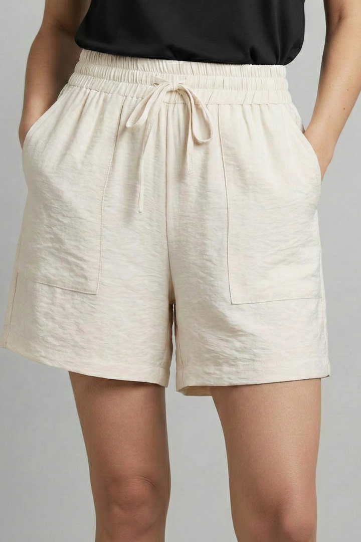 Caroline | Damens elastiska midja avslappnade dragsko shorts