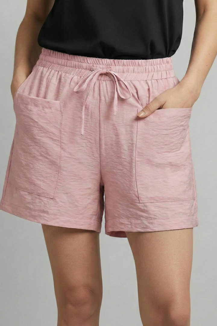 Caroline | Damens elastiska midja avslappnade dragsko shorts