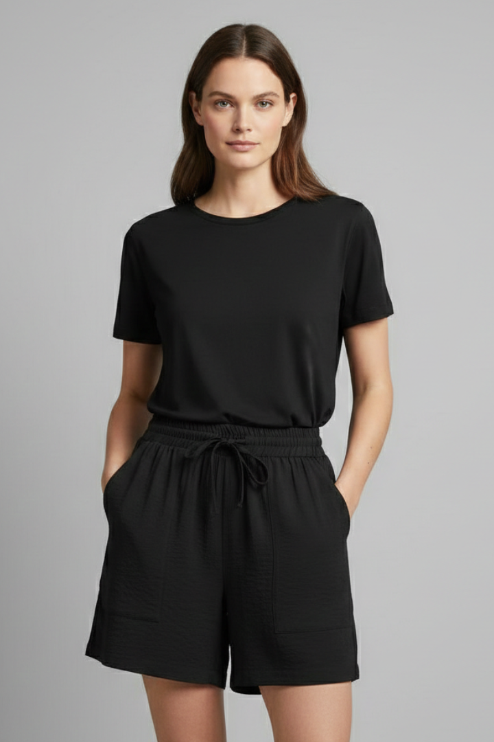 Caroline | Damens elastiska midja avslappnade dragsko shorts