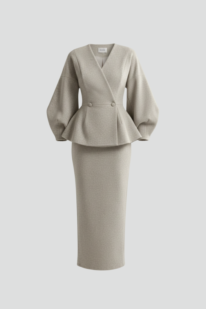 Taylor | Dam V-ringad Blazer och Kjol Set