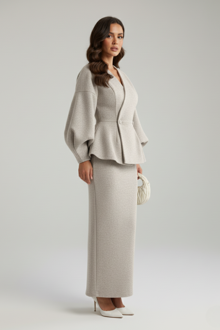 Taylor | Dam V-ringad Blazer och Kjol Set