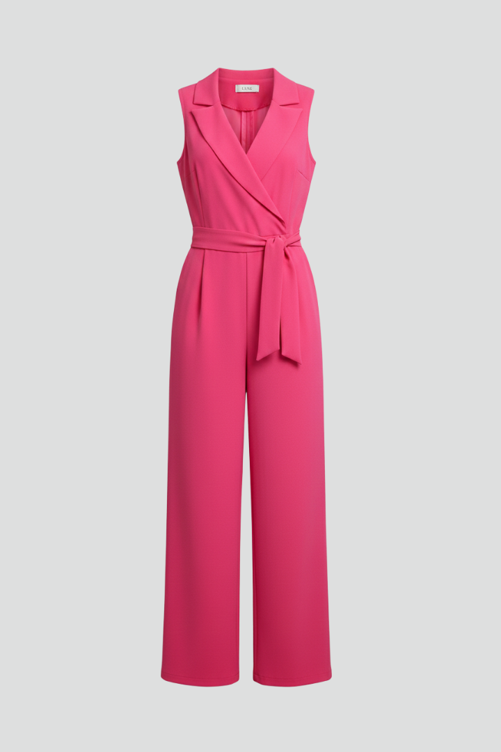 Kimberly | Ärmlös V-ringad Jumpsuit Med Knytmidja För Dam