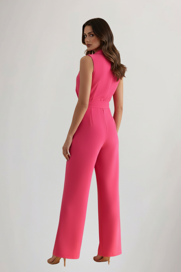 Kimberly | Ärmlös V-ringad Jumpsuit Med Knytmidja För Dam