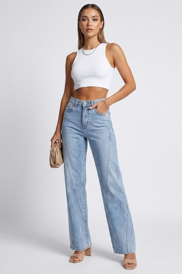 Kayla | Damens Högmidjade Klassiska Rakbenjeans