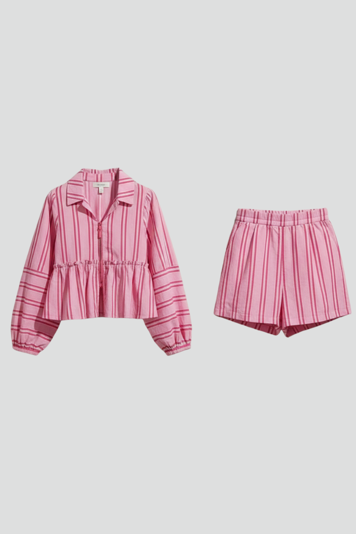 Elizabeth | Kvinnors Randig Långärmad Short Set
