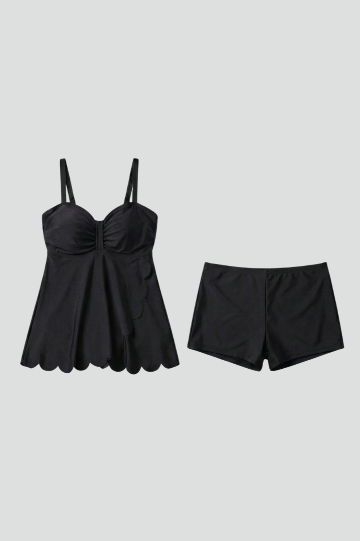 Lily | Dam Sweetheart Neck Tankini Set med Shorts