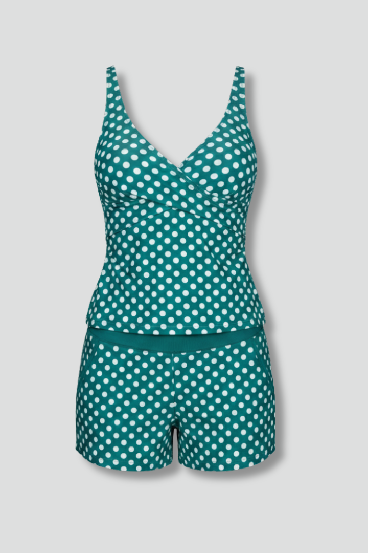 Lauren | Dam Tankini Baddräktsset med Tanktop och Shorts