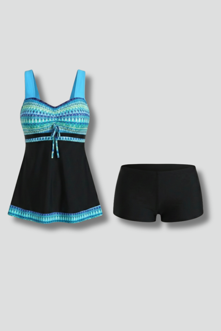 Michelle | Damens Tankini Baddräkt Set med Knytning Framme