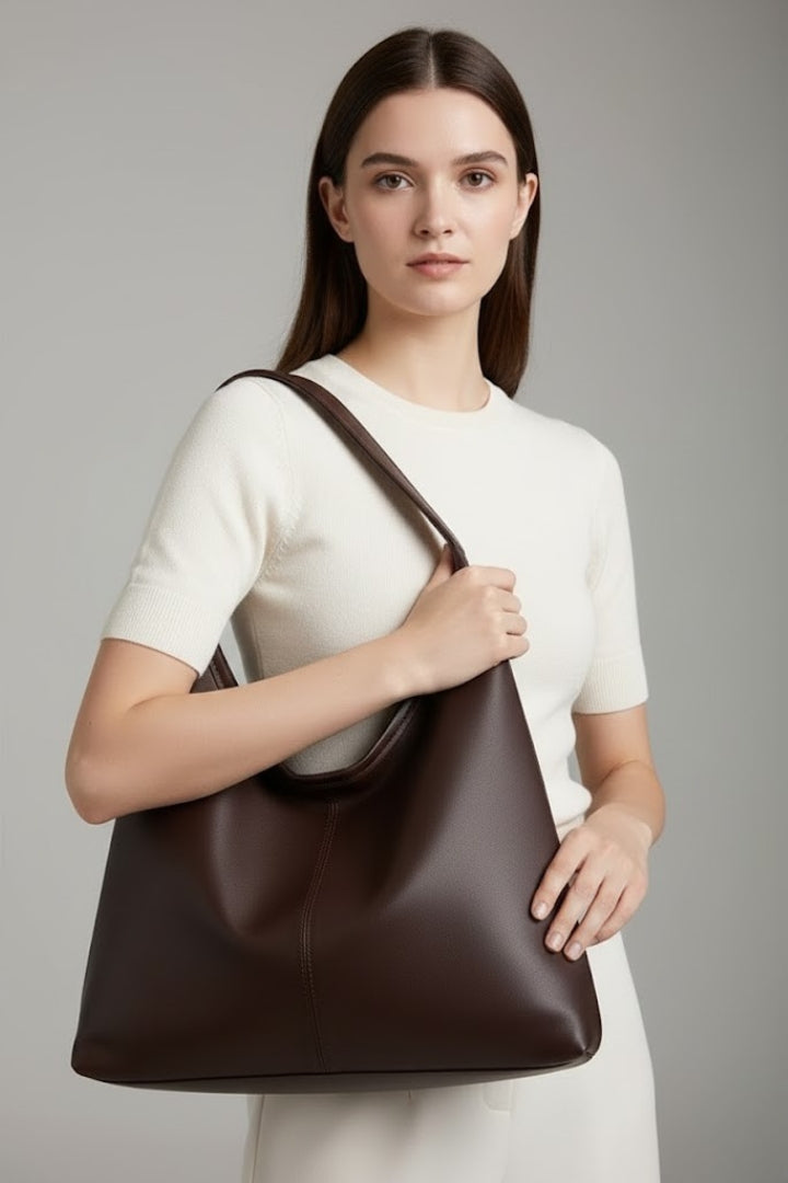 Maria | Klassisk Shoppingväska I Konstläder Med Stor Innerficka För Dam