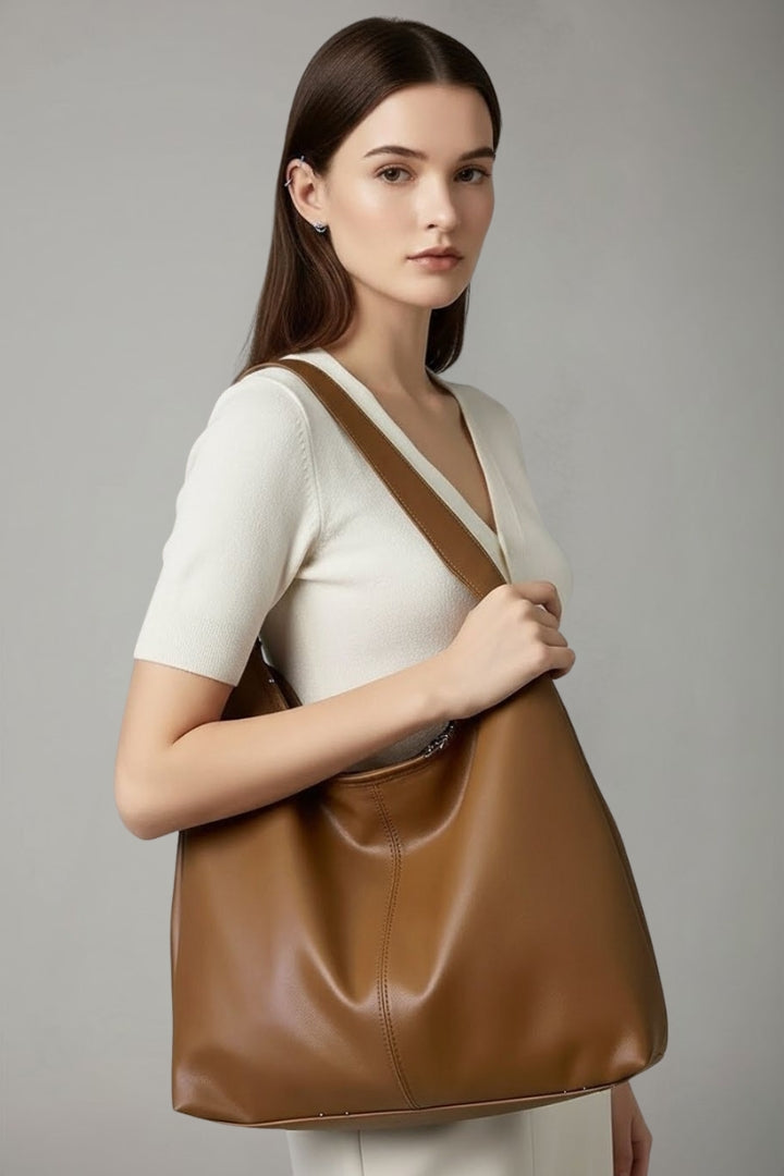 Maria | Klassisk Shoppingväska I Konstläder Med Stor Innerficka För Dam
