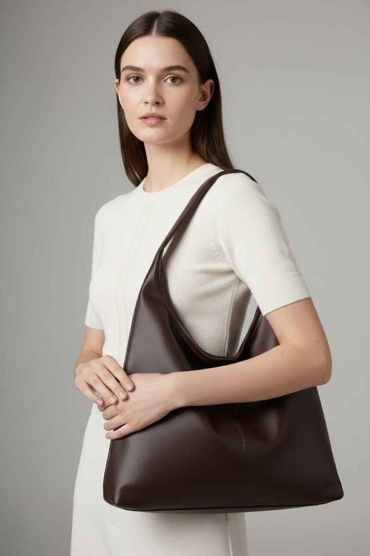 Maria | Klassisk Shoppingväska I Konstläder Med Stor Innerficka För Dam