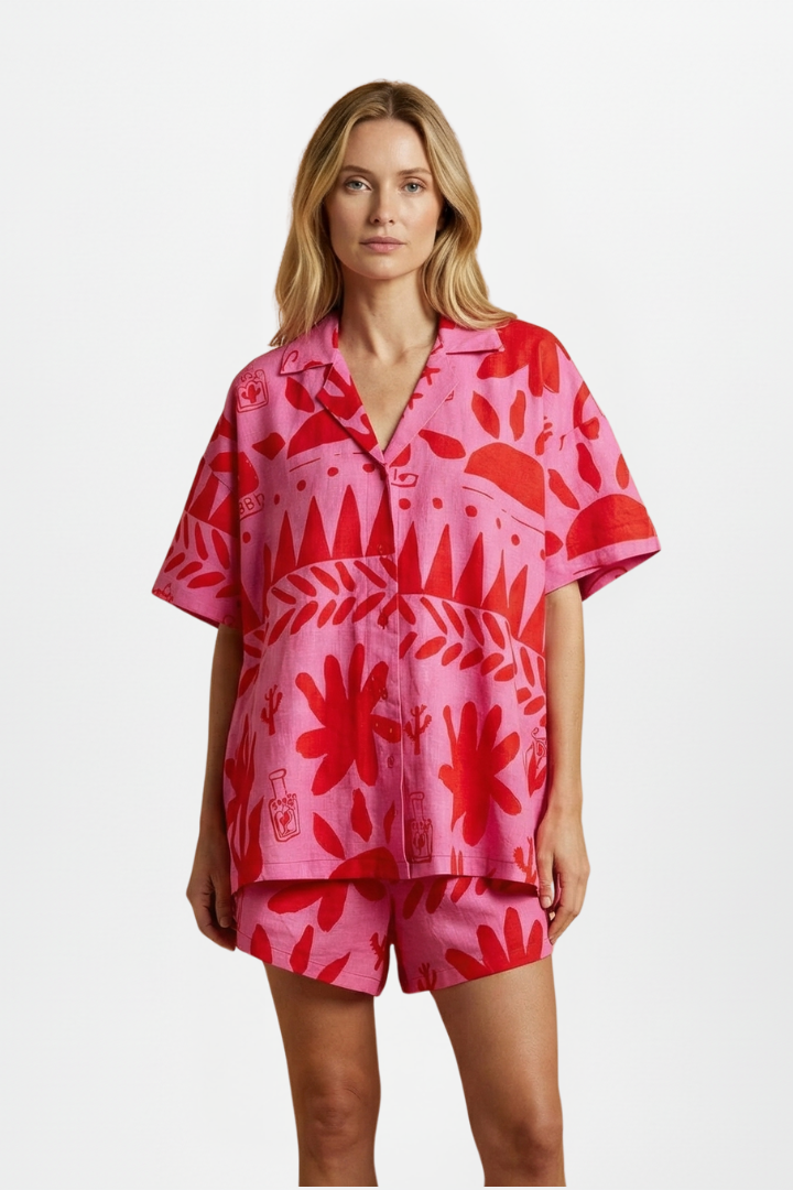 Chloe | Damens Tvådelade Set Med Mönstrade Shorts