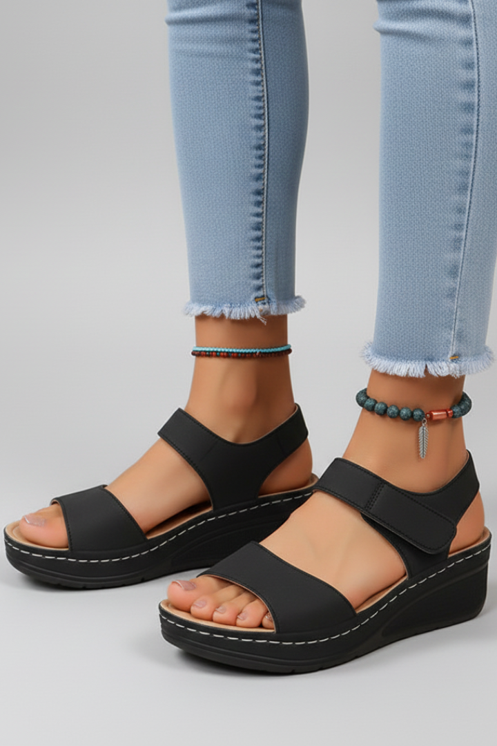 Brooklyn | Kvinno Wedge Sandaler Loop Remmar Tå