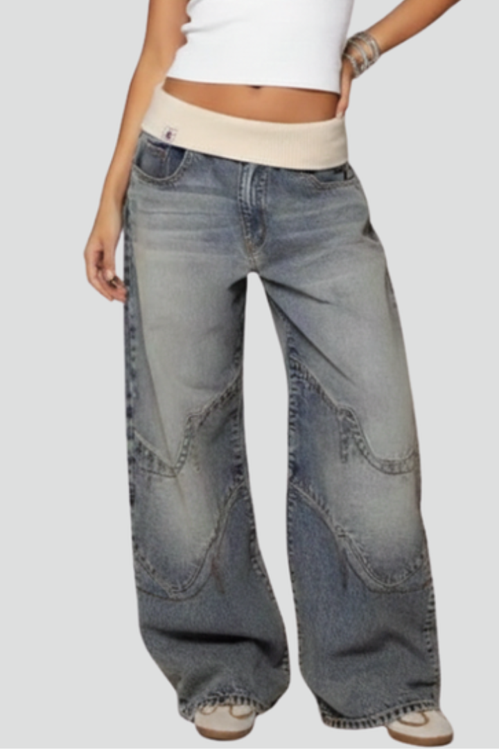 Madison | Damens Avslappnade Baggy Vida Jeansbyxor