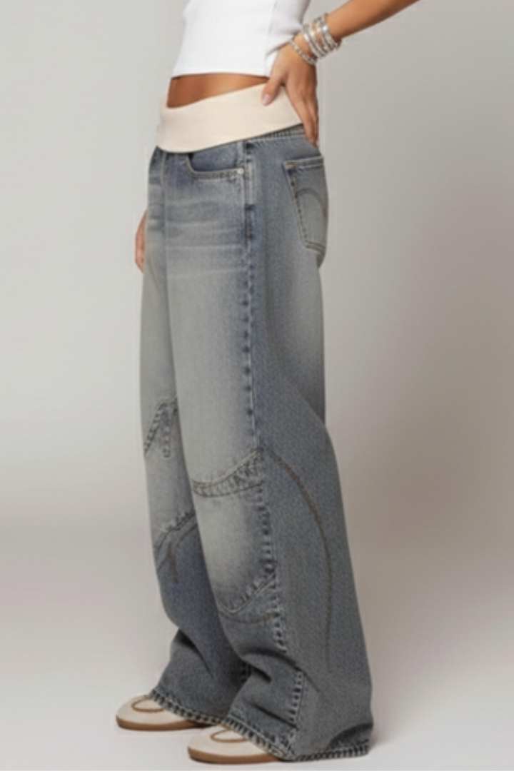 Madison | Damens Avslappnade Baggy Vida Jeansbyxor