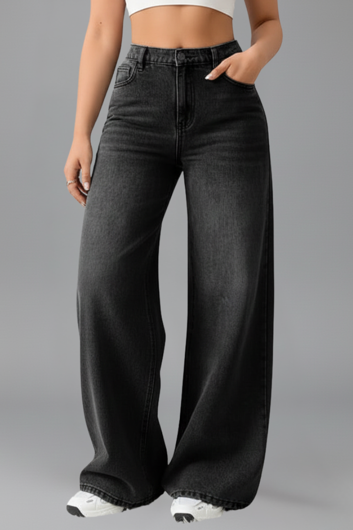 Evelyn | Damens Högmidjade Vida Jeans