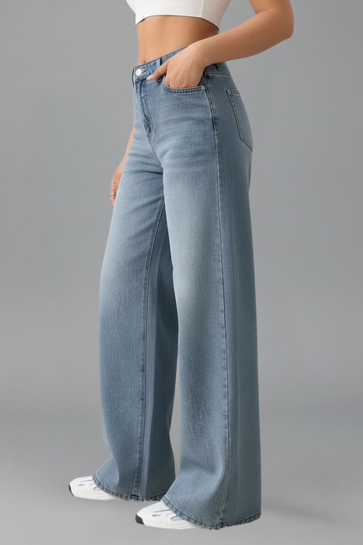 Evelyn | Damens Högmidjade Vida Jeans