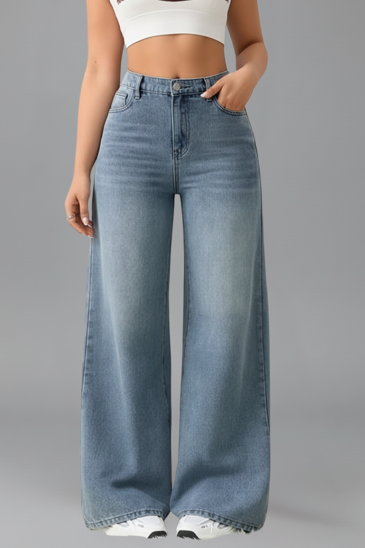 Evelyn | Damens Högmidjade Vida Jeans