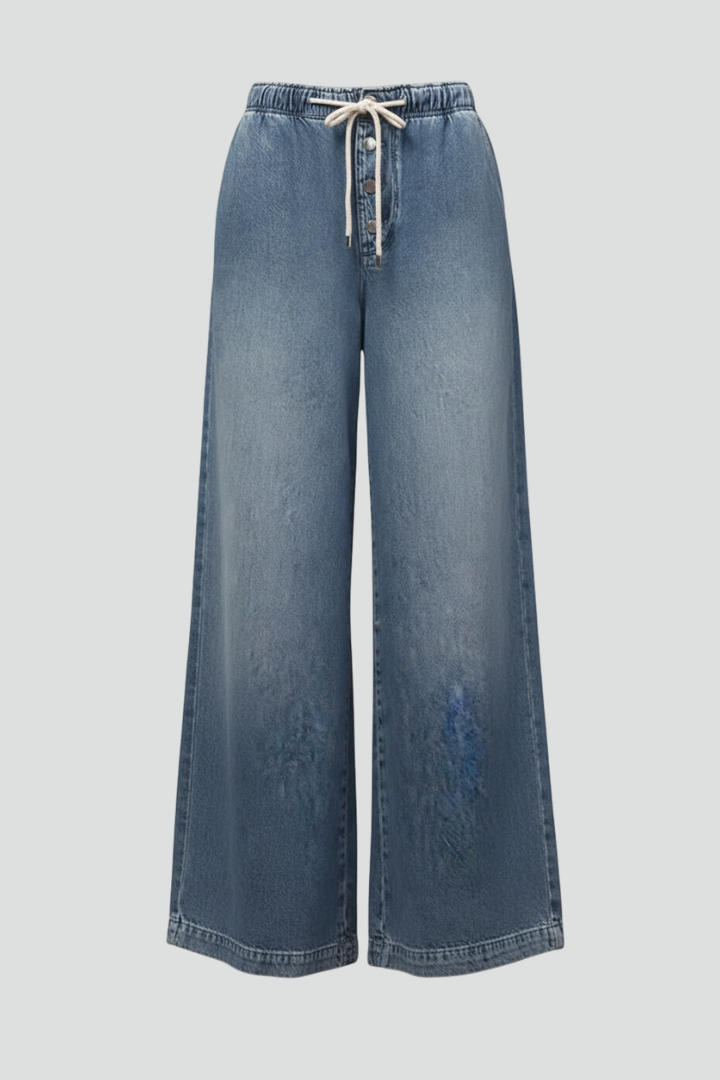 Lauren | Kvinnors Avslappnade Vida Byxor med Dragsko i Denim