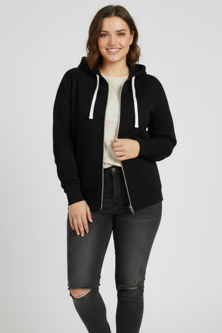Hailey | Dam Zip Hoodie med Dragsko och Framlommor