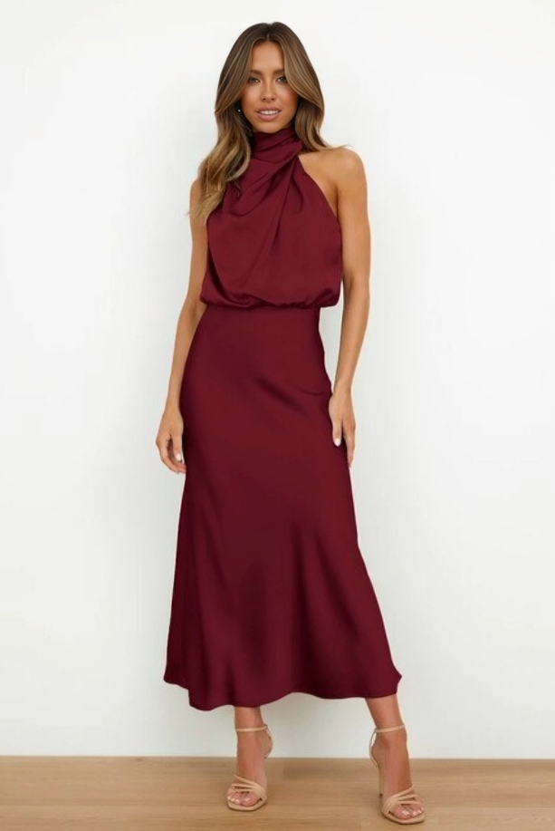 Faith | Kvinnors Chic Halterneck Aftonklänning