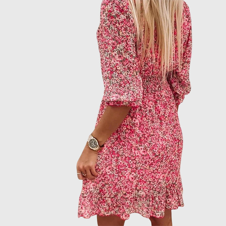 Elisa | Blommig Puffärmad Klänning