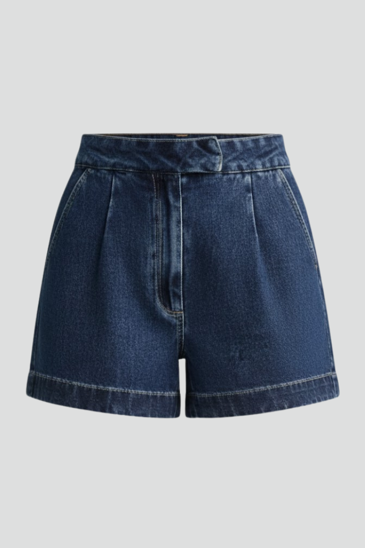 Danielle | Damens Högmidjade Shorts med Rullad Kant