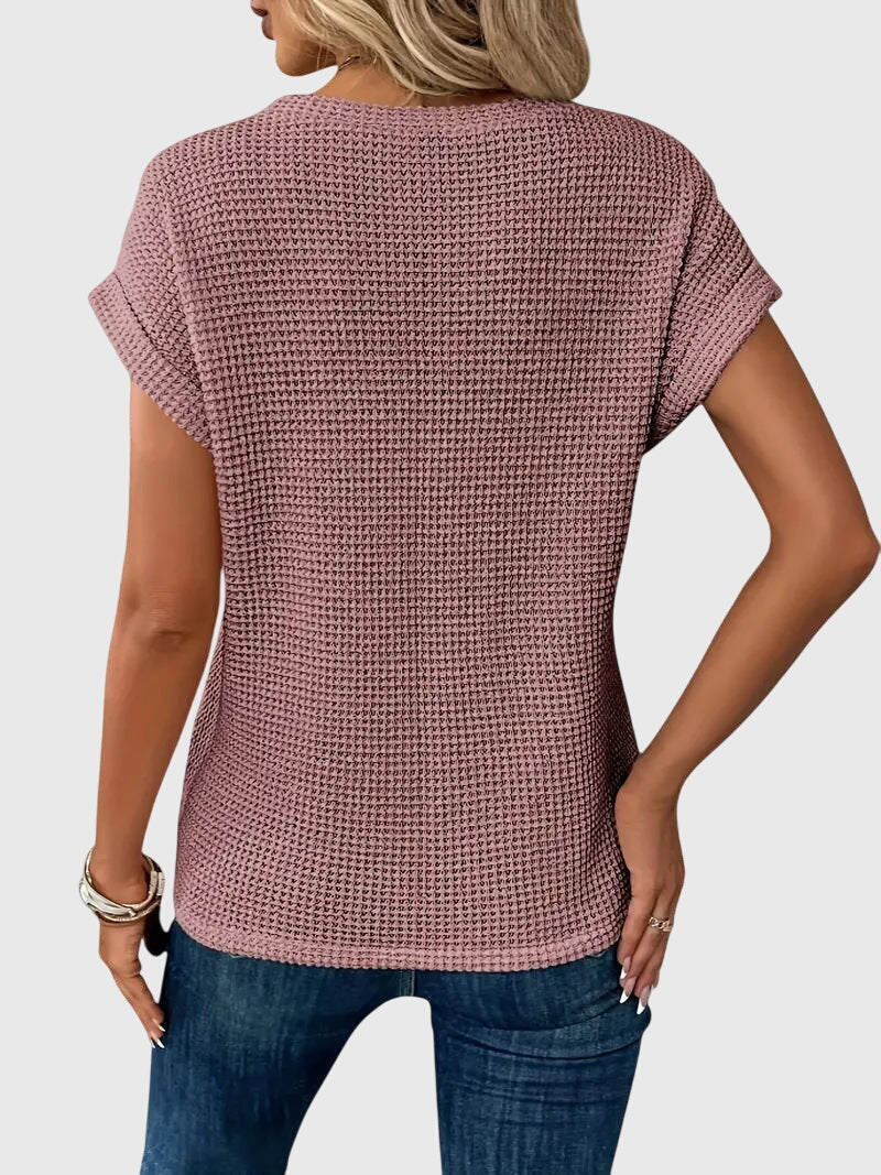 Isa | Elegant Blus Med Rund Halsringning