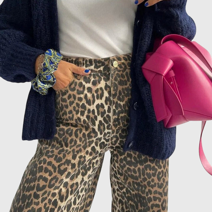Chandra - Vintage Jeans med Leoprint