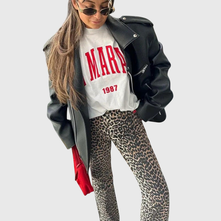 Chandra - Vintage Jeans med Leoprint