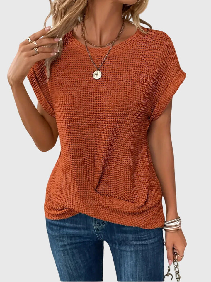 Isa | Elegant Blus Med Rund Halsringning