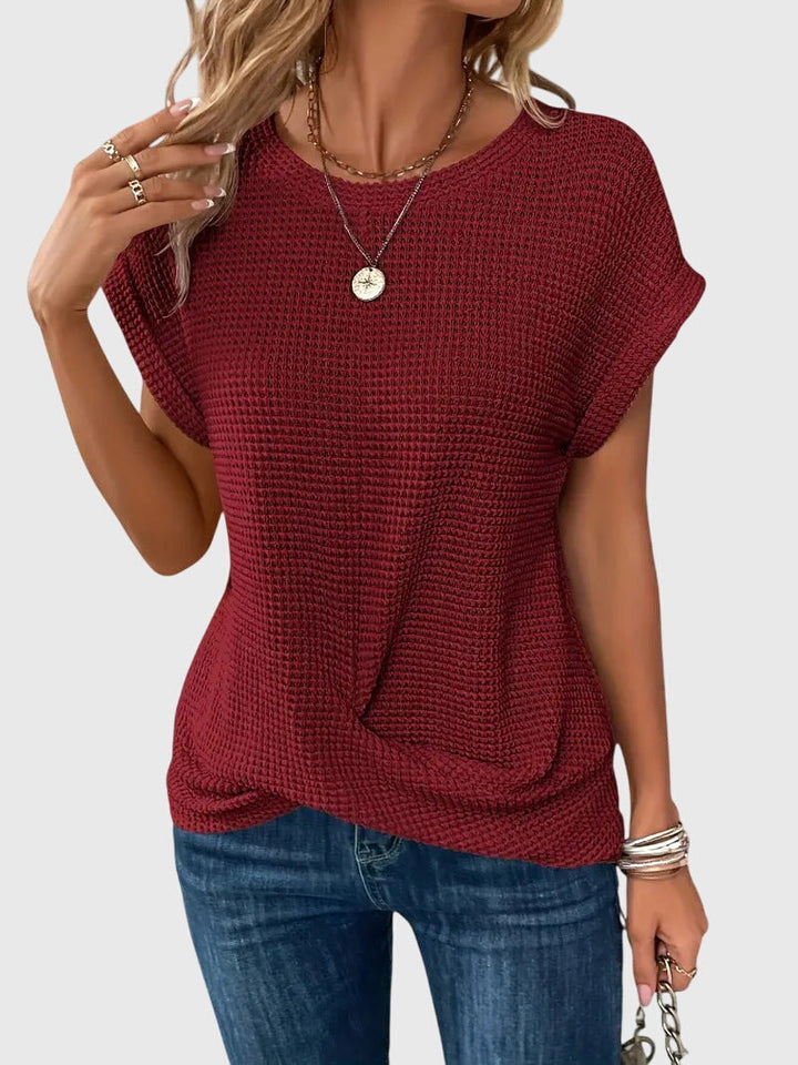 Isa | Elegant Blus Med Rund Halsringning