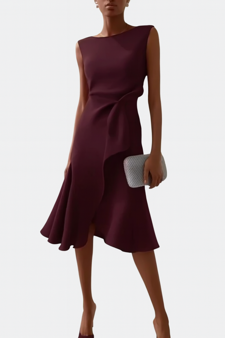 Eleanor | Draperad Asymmetrisk Midiklänning För Dam