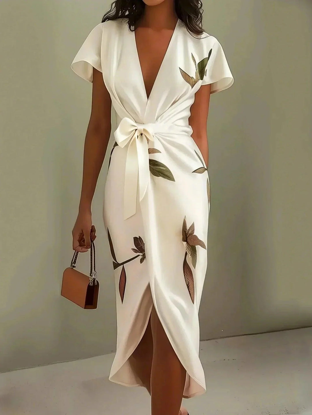 Chloe | Midi Wrap Klänning V-Hals Blommönster