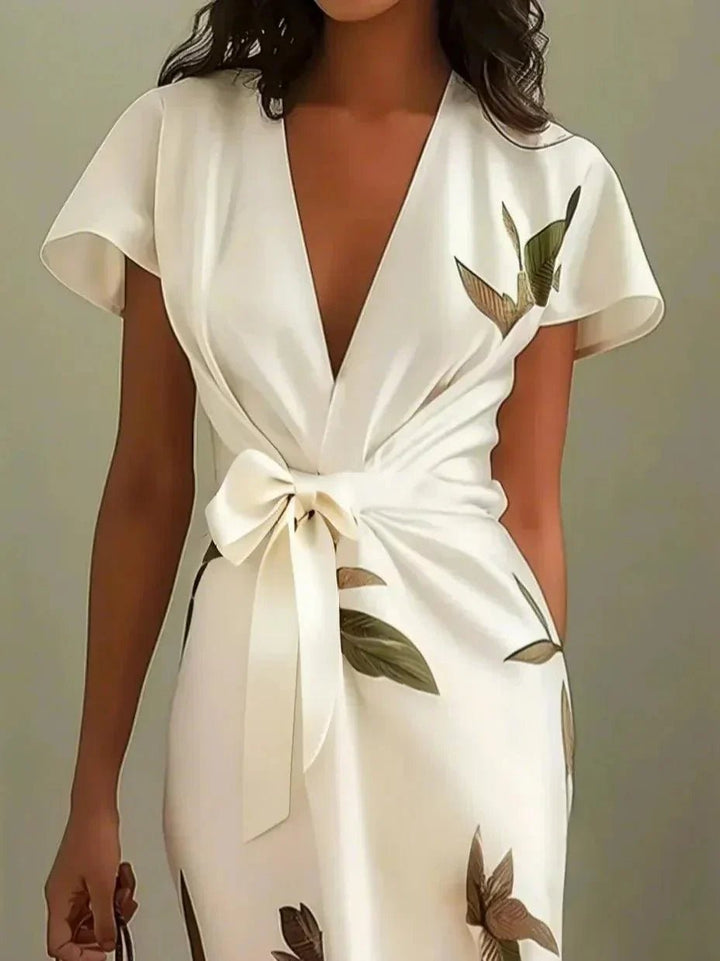 Chloe | Midi Wrap Klänning V-Hals Blommönster