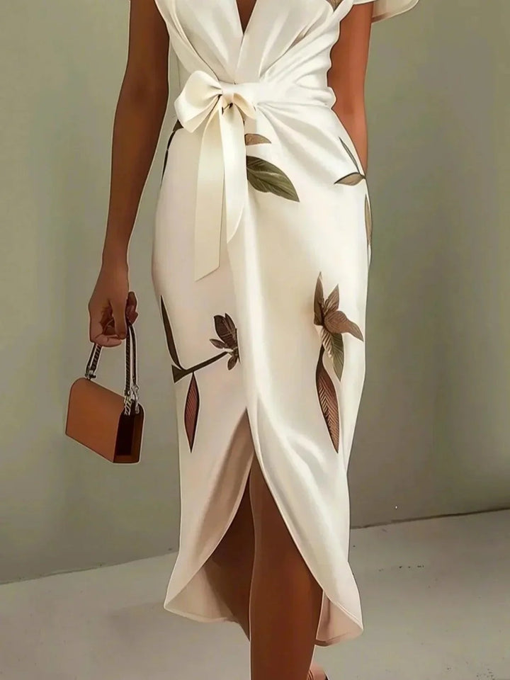 Chloe | Midi Wrap Klänning V-Hals Blommönster