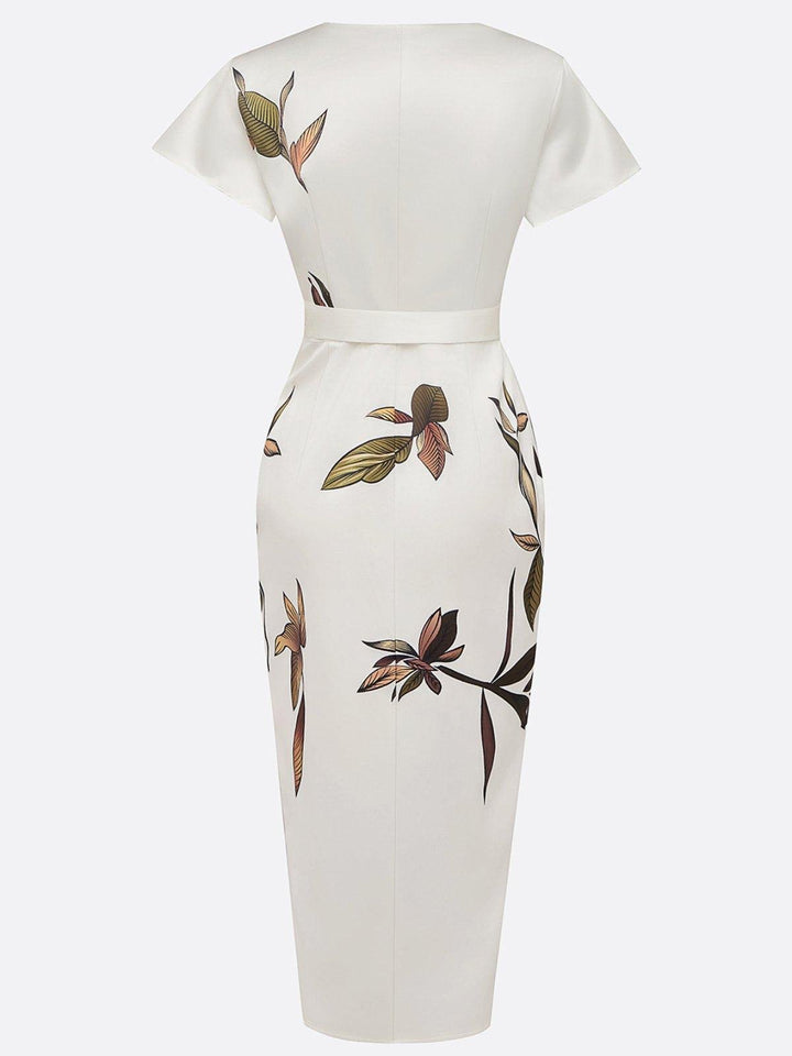 Chloe | Midi Wrap Klänning V-Hals Blommönster